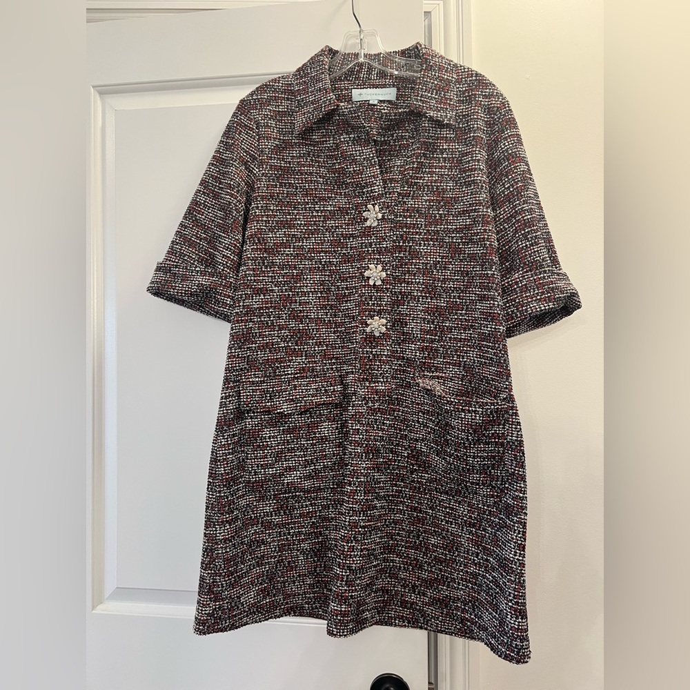 Tuckernuck Black and Red Tweed Midi Shift Dress